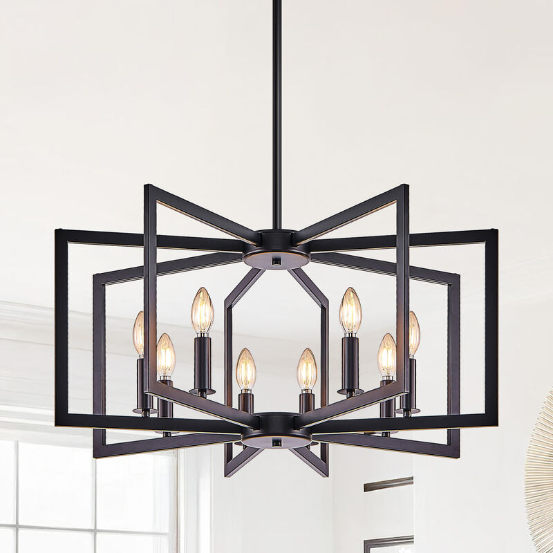ELEMENT ACE Modern 6-Light Geometric Pendant Chandelier Open Frame Hard-Wired Ceiling Mount Light Fixture for Living Room, Dining Room, Kitchen Areas image number 1