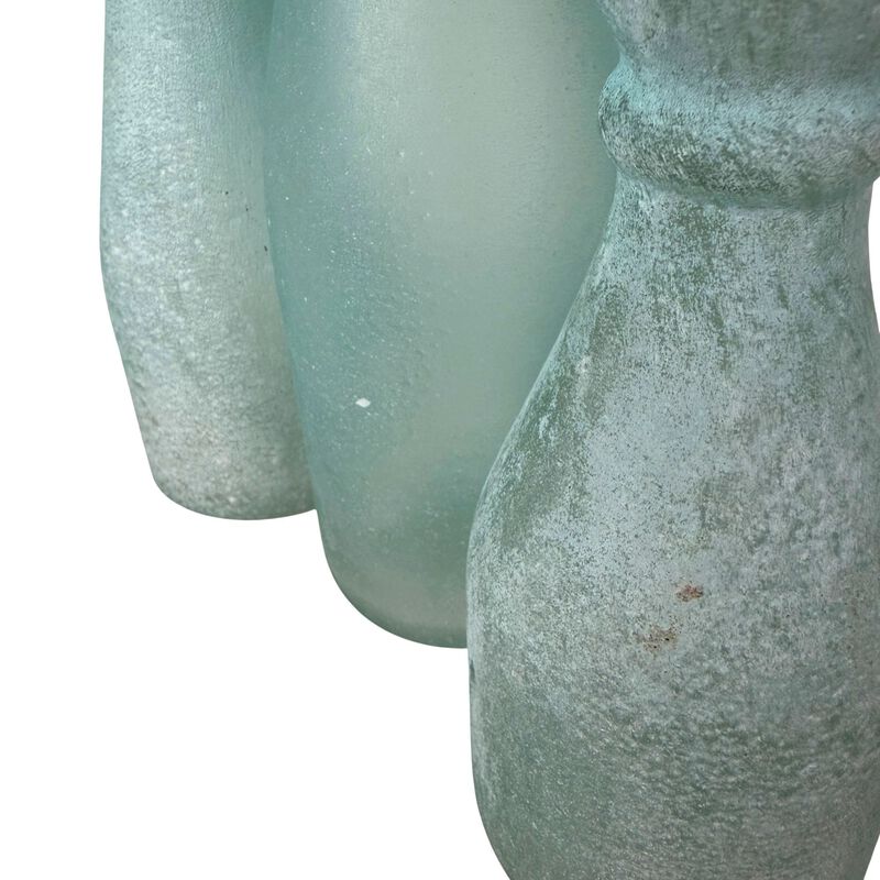 Frosted Glass Taper Candle Holder Set Of 3, Tallest 10 In Blue-Green image number 3