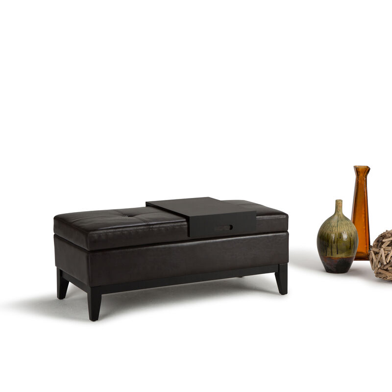 Simpli Home Oregon Storage Ottoman Bench with Tray image number 3
