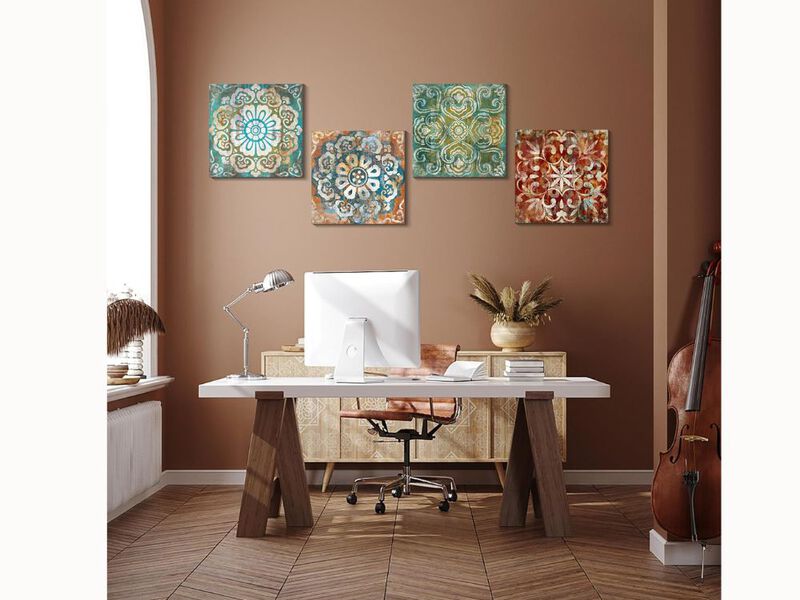 4-Piece Vintage Floral Canvas Wall Art – 14×14" Prints for Bedroom, Bathroom & Kitchen Décor