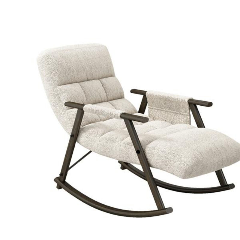 Casual Folding Rocking Chair with Adjustable High Back and Footrest