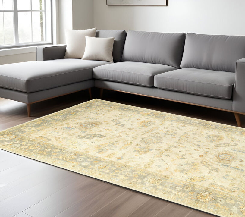 HomeRoots Wool Oriental Hand Knotted Area Rug