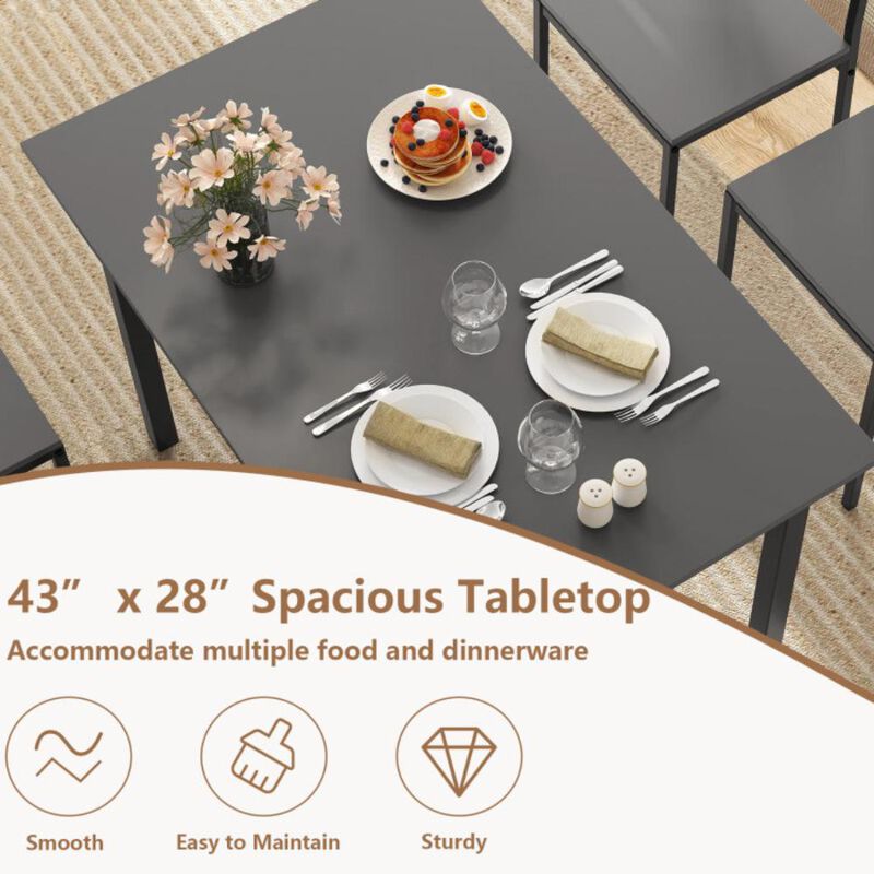 Hivvago 5 Piece Dining Table Set Industrial Style Kitchen Table and Chairs for 4