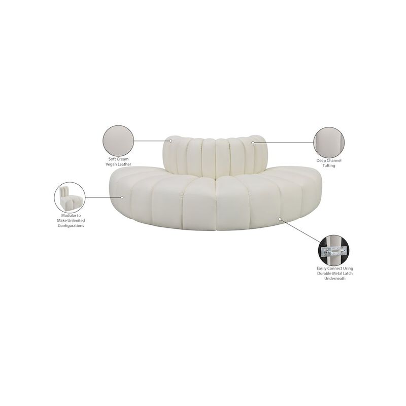 Meridian Furniture Arc Cream Vegan Leather Modular Sofa