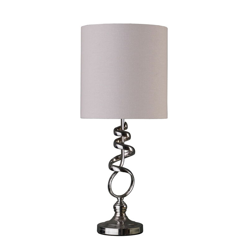 Streamdale 21.5-Inch Milo Abstract Brushed Silver Metal Table Lamp