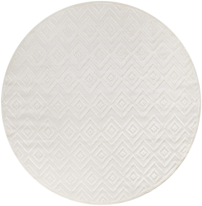 HomeRoots 10' Ivory And White Round Geometric Indoor Outdoor Area Rug