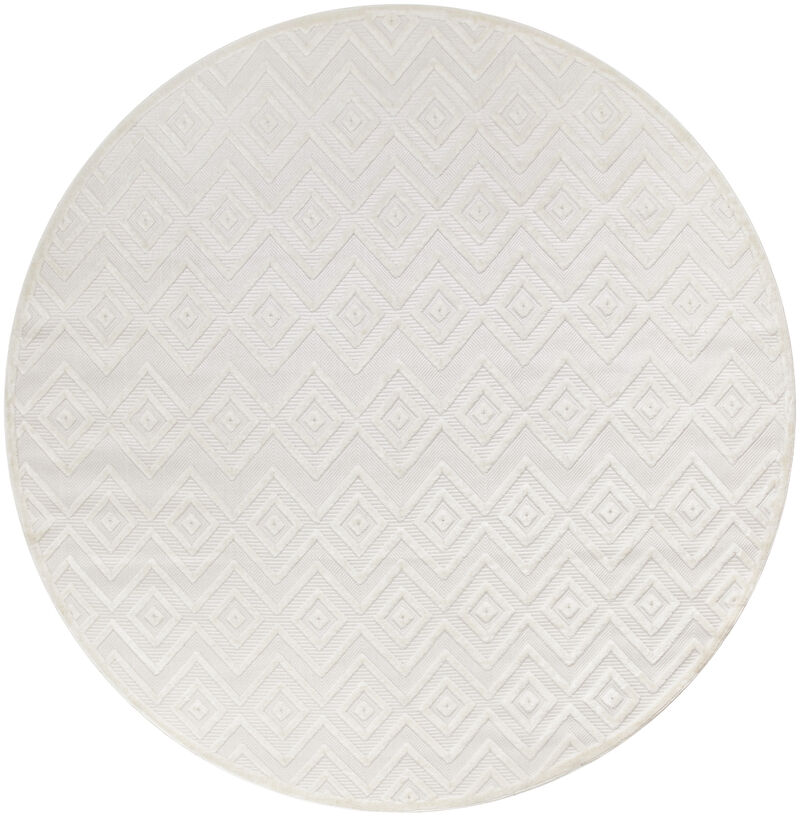 HomeRoots 10' Ivory And White Round Geometric Indoor Outdoor Area Rug image number 0