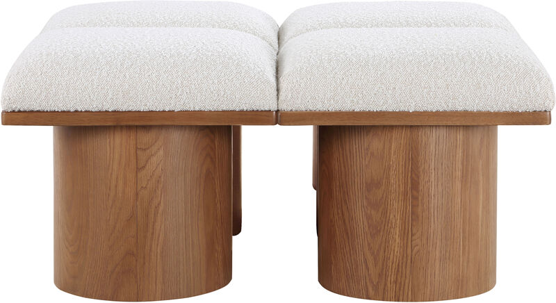 Meridian Furniture Pavilion Cream Boucle Fabric Bench