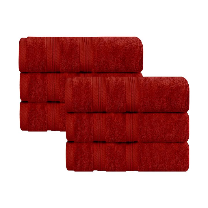 Zero Twist Cotton Hand Towels Set of 6, Medium Weight Quick Dry Towels
