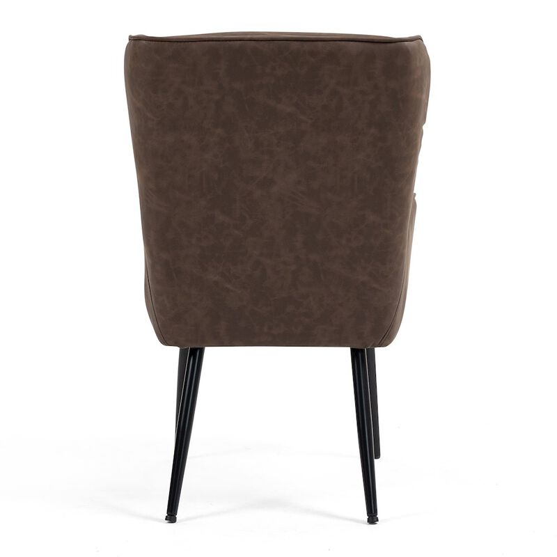 Glamour Home Benning Brown Vintage Faux Leather Accent Chair with Black Iron Legs