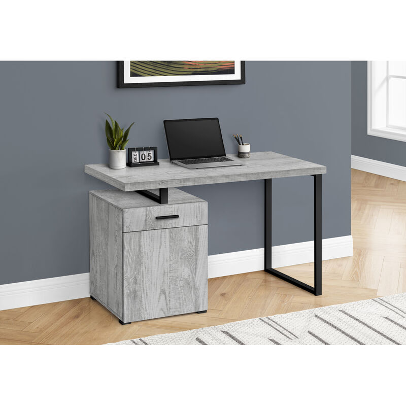 Monarch Specialties I 7763 Computer Desk, Home Office, Laptop, Left, Right Set-up, Storage Drawers, 48"L, Work, Metal, Laminate, Grey, Black, Contemporary, Modern