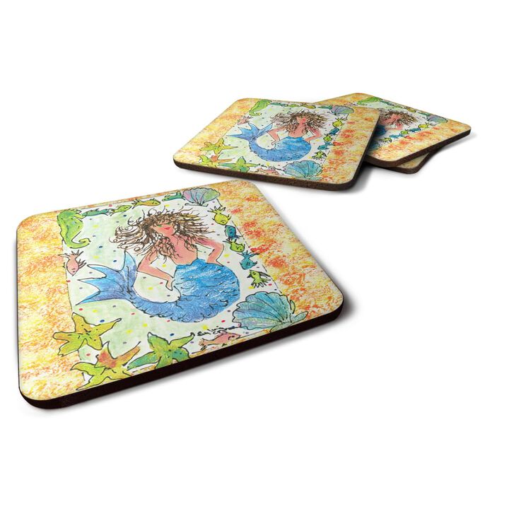 Caroline's Treasures 8082FC Mermaid Foam Coasters (Set of 4), 3.5 H x 3.5 W, Multicolor