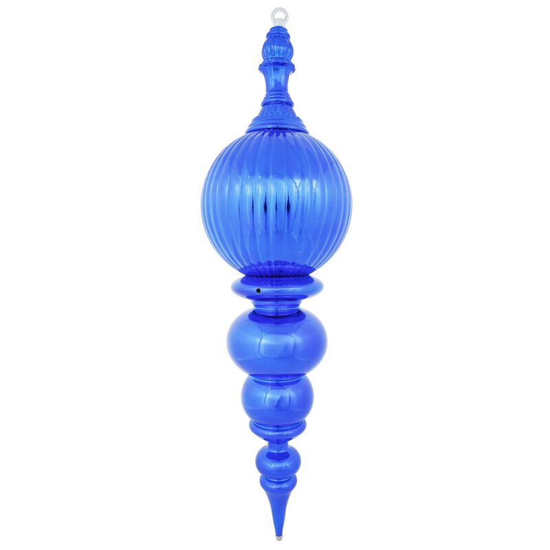 Vickerman 28" Shiny Finial Christmas Ornament, Shatterproof Plastic, Holiday Christmas Tree Decoration, Blue image number 0