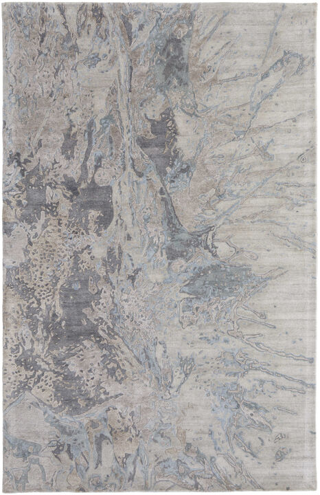 HomeRoots Abstract Hand Tufted Distressed Area Rug