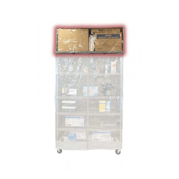 Storage Shelving Top Cover, 72"W x 24"D x 18"H, one side see through panel (Top Part ONLY)