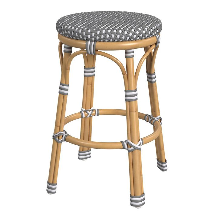 Butler Specialty 24 in. Seat Height Outdoor Rattan and Metal Backless Counter Stool