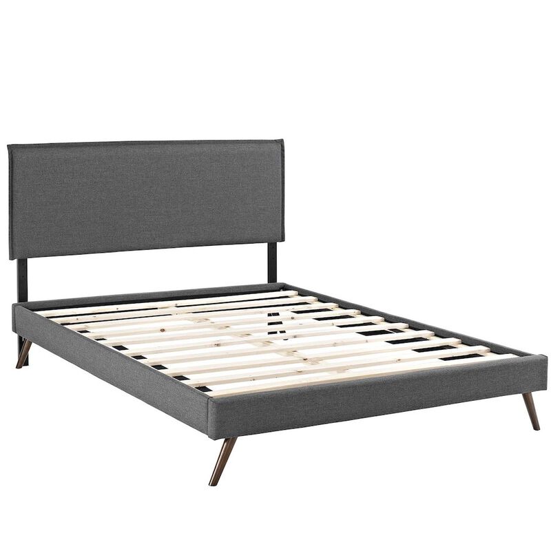 Camille Fabric Queen Platform Bed with Round Splayed Legs image number 3