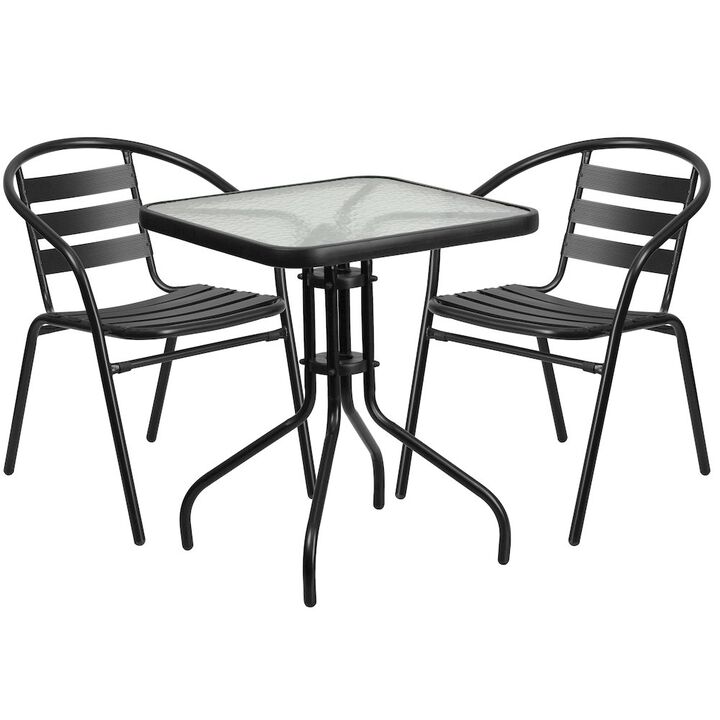 23.5SQ Black Patio Table Set