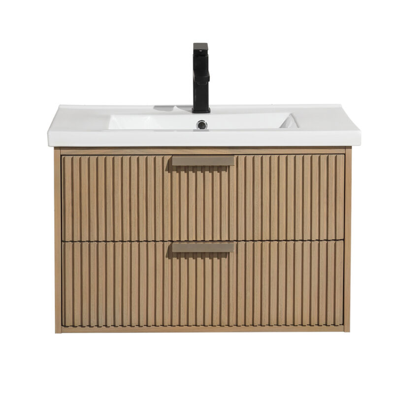 Diego 30" Floating Bathroom Vanity Oak image number 0
