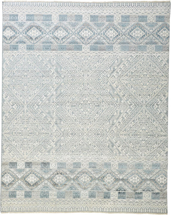 HomeRoots Geometric Hand Knotted Area Rug