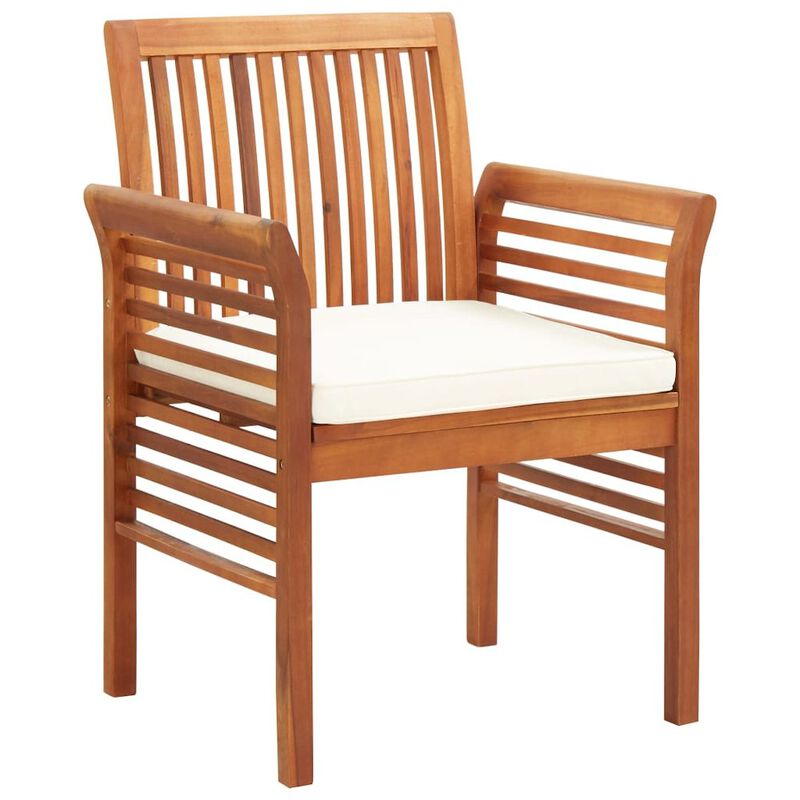 Dining Chair Brown frame and cream cushion Solid acacia wood