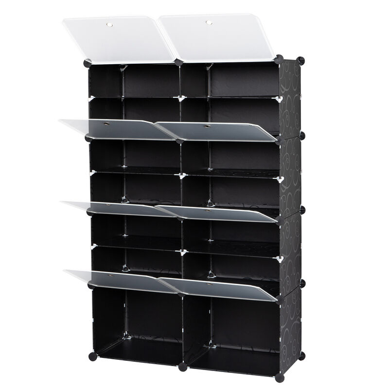 7-Tier Portable Shoe Rack 28-Pair Expandable Storage Organizer with 14 Grids for Heels, Boots & Slippers
