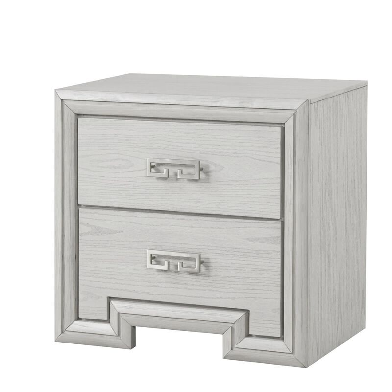 Queen Bedroom Set, White, Nickel Wood, 2 Piece Set with Nightstand image number 5