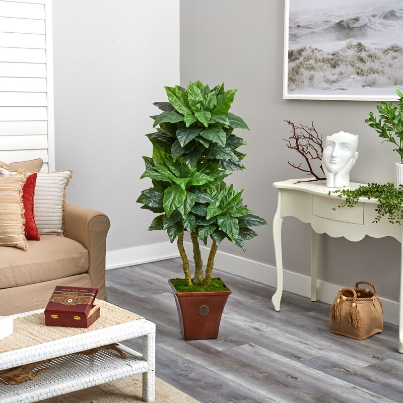 Hivvago 57 Inches Bird Nest Artificial Tree in Brown Planter UV Resistant (Indoor/Outdoor)