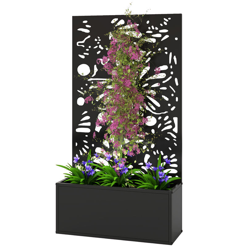 Hivvago Metal Raised Planter with Trellis for Balcony or Garden image number 0