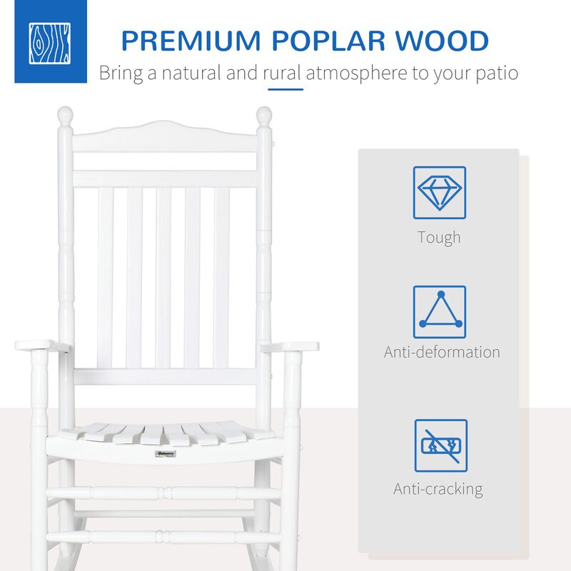 White Porch Classic: Traditional Wooden High-Back Rocking Chair