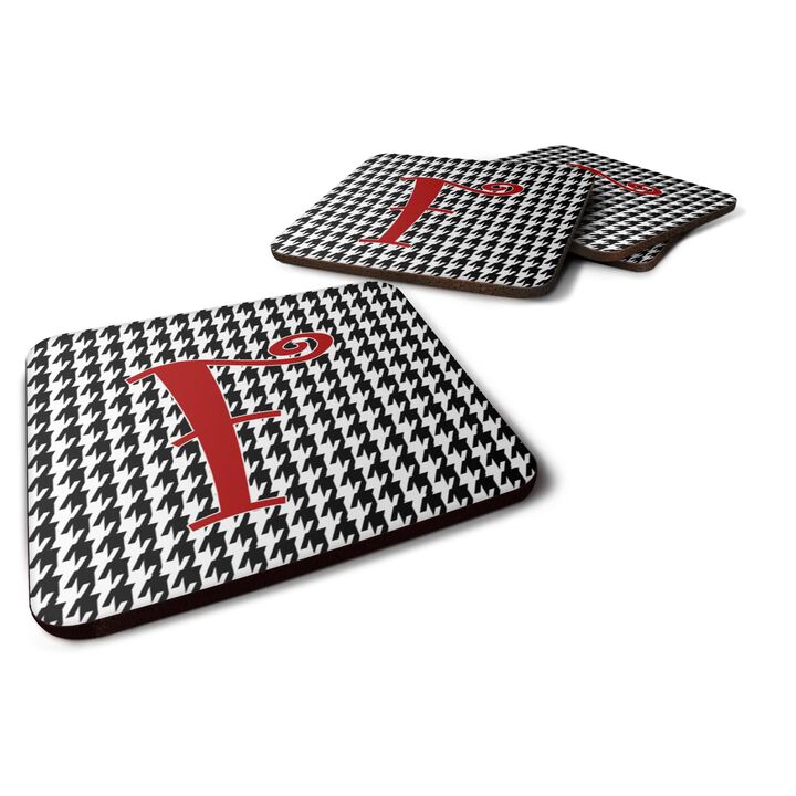 Caroline's Treasures CJ1035-FFC Monogram-Houndstooth Black Foam Coasters (Set of 4), Initial Letter F, 3.5 H x 3.5 W, Multicolor