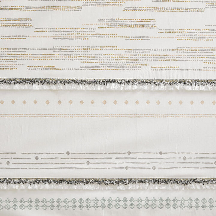 Gracie Mills Hogan Boho Striped Cotton Curtain Panel with Tassel Trim and Lining