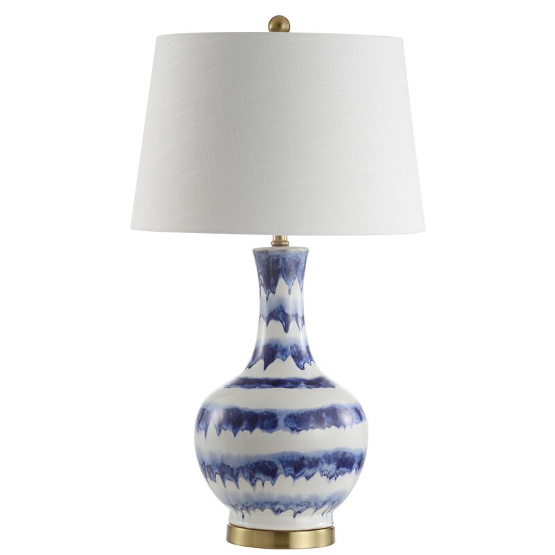 Tucker Striped Ceramicmetal LED Table Lamp