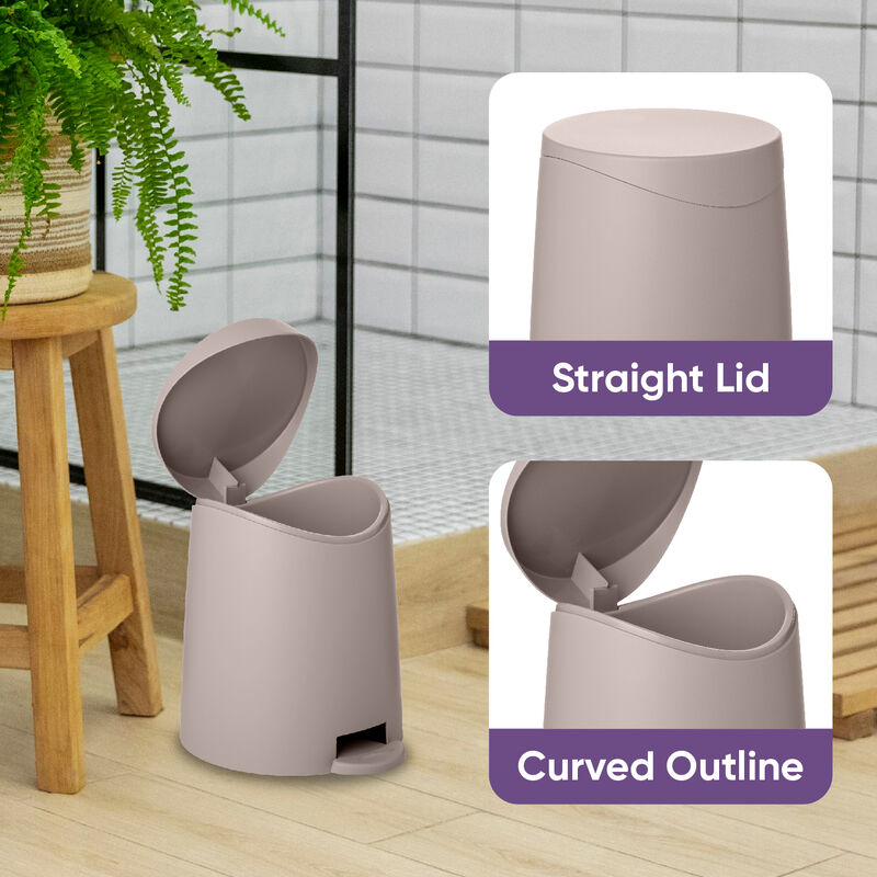 3 L Modern Step Trash Can, Taupe