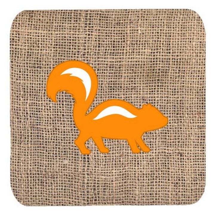Caroline's Treasures BB1125-BL-OR-FC Skunk Burlap and Orange Foam Coasters (Set of 4), 3.5 H x 3.5 W, Multicolor
