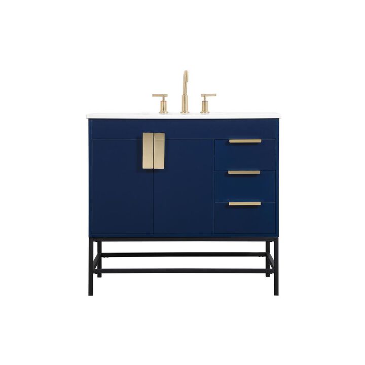 Elegant Kitchen and Bath 36 inch Single bathroom vanity in blue
