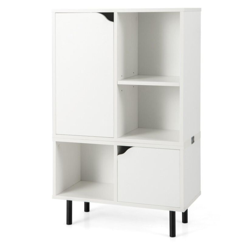 Hivvago Stackable Bookcase with Adjustable Shelf and Cubes