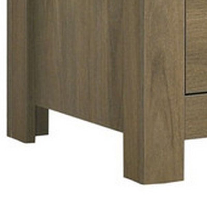 51 Inch Wood Dresser with 6 Drawers and Black Handles, Straight Legs, Gray - Benzara