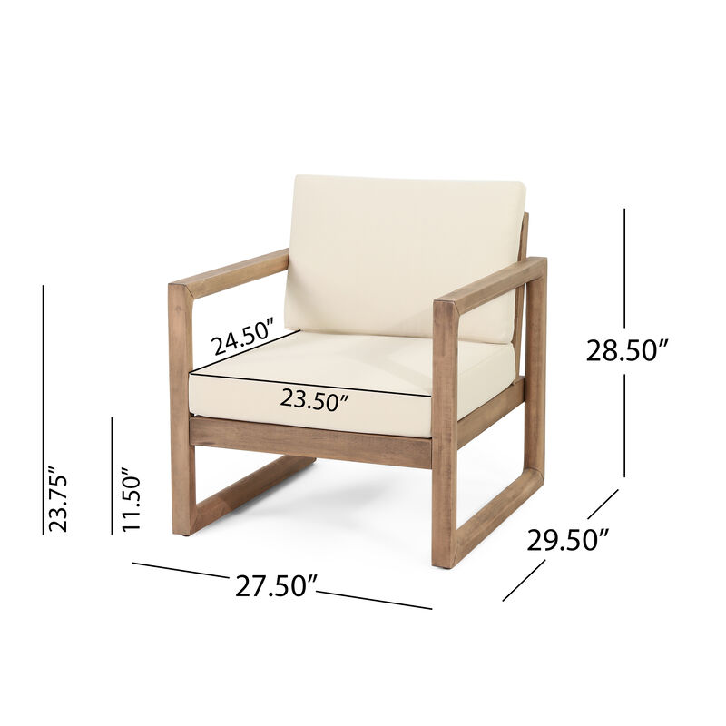 Merax Acacia Wood 4Piece Outdoor Chat Set - Slat Panel Design with Water-Resistant Cushions image number 6