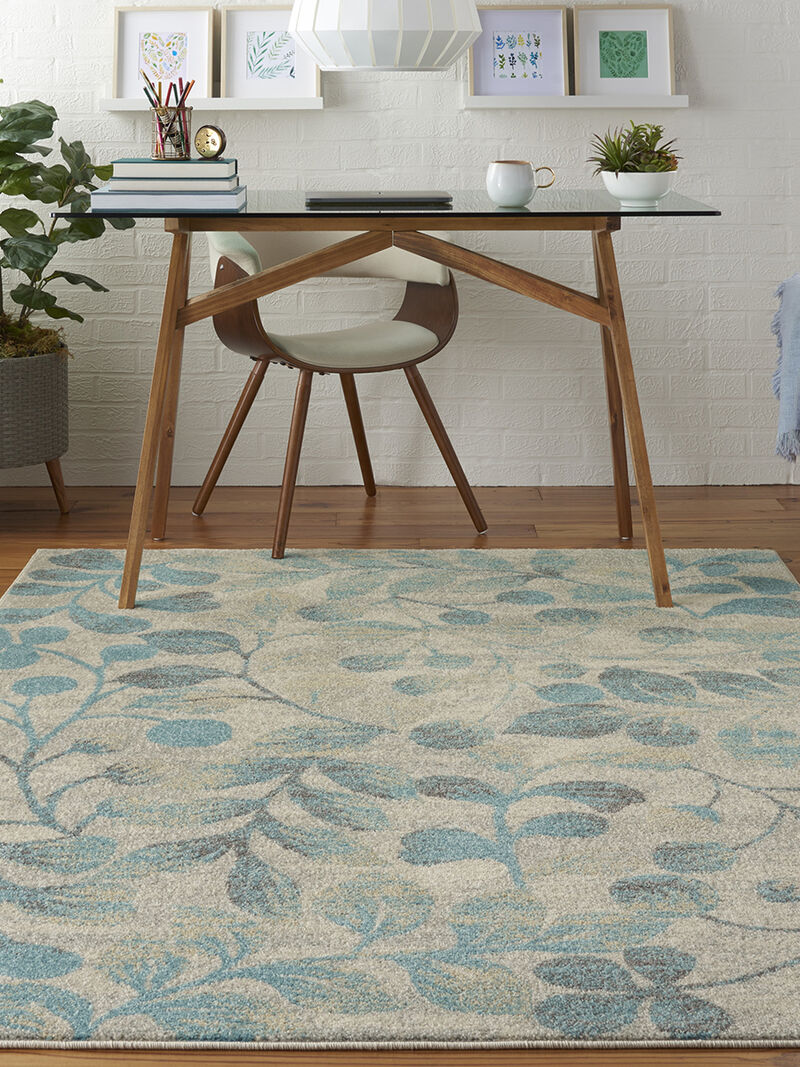 Tranquil TRA03 Ivory/Turquoise 4' x 6' Rug