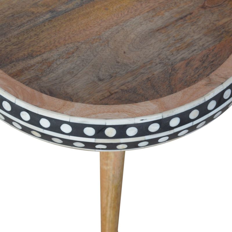 Solid Wood oak-ish Small Patterned Nordic Style End Table