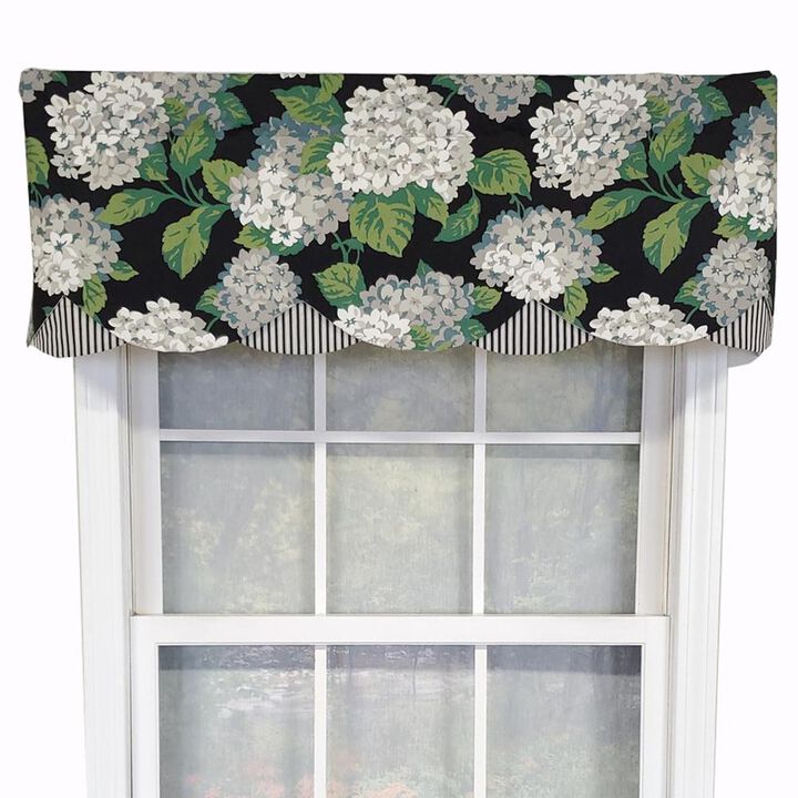 RLF Home Luxurious Modern Design Classic Summer Wind Petticoat Style Window Valance 50" x 15" Black