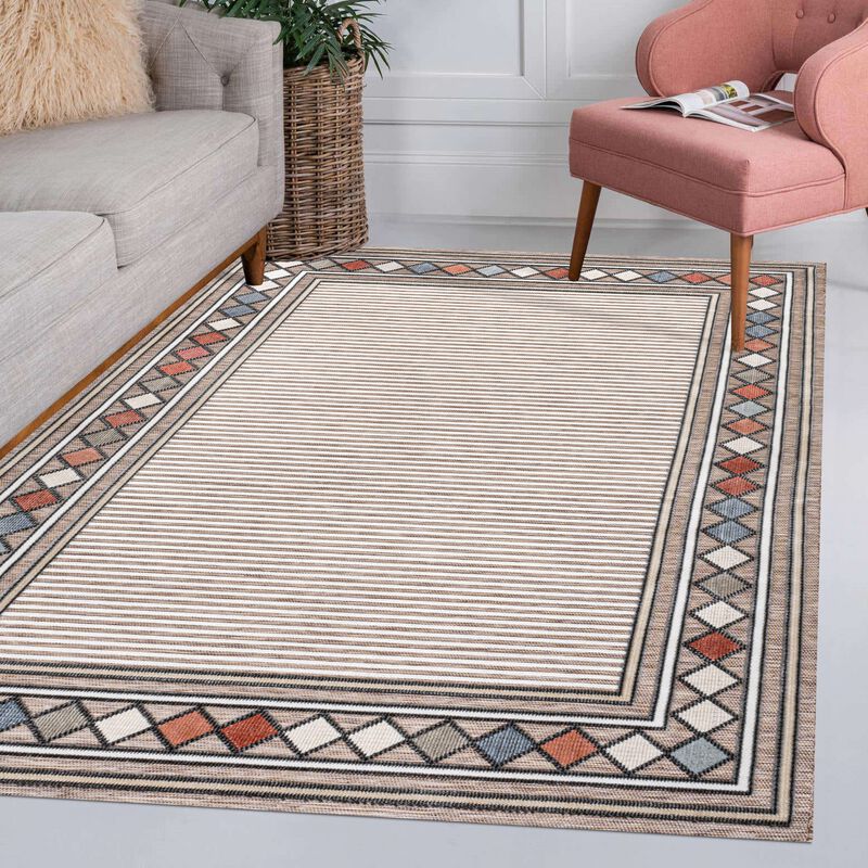 Sebastian High-Low Modern Diamond Border Area Rug