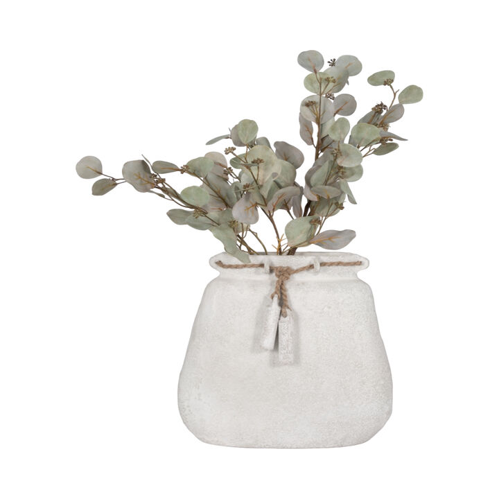 Ecomix, 16"h Vase W/ Jute Detail, White