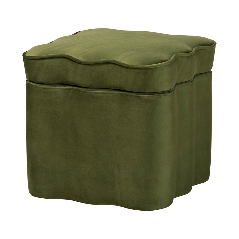 Baxton Studio Paulina Velvet Storage Ottoman - Lid Top Accent Stool with Interior Storage and Scalloped Outline for Bedroom or Living Room image number 0
