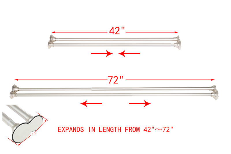 Utopia Alley 45-72 Inch Double Tension No-Drill Shower Rod Set - Rustproof Aluminum Straight Rod with 24 Metal Hooks & 71&times;71 Inch Clear PEVA Liner image number 6
