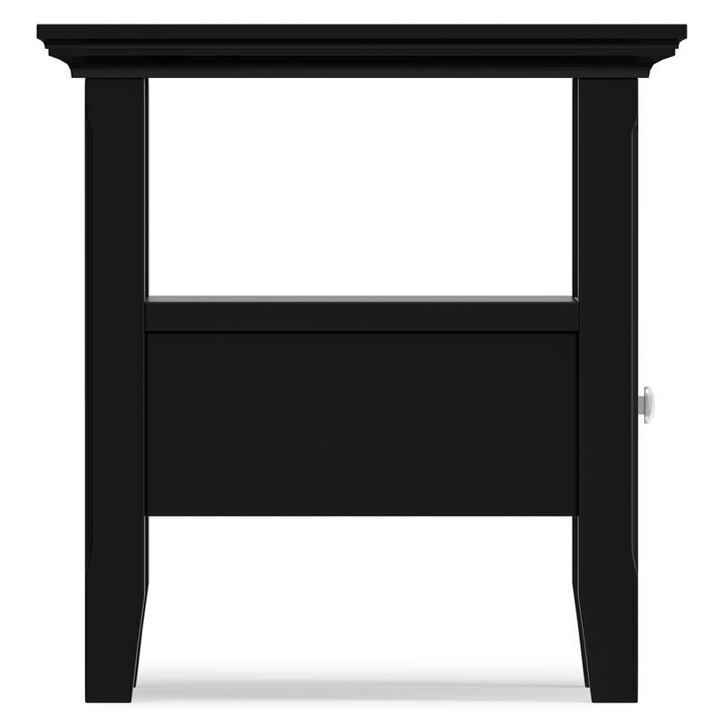 Acadian 19 inch Wide Solid Wood Transitional End Table with Drawer in Black