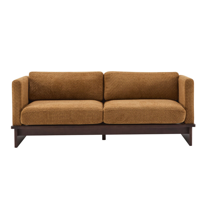 Christopher Knight Home Miranda 77'' Modern 3-Seater Rubberwood Upholstered Sofa with Thick Cushions