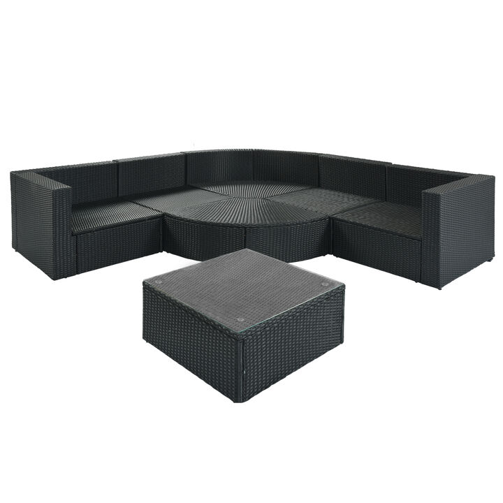 Merax 7-piece Outdoor Wicker Sofa Set with Table
