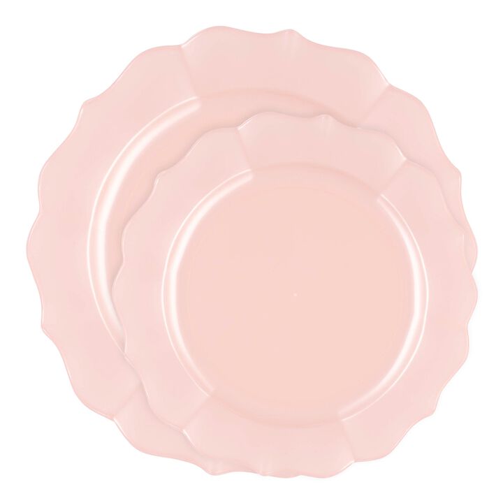 Pearl Pink Round Lotus Plastic Dinnerware Value Set (120 Sets)